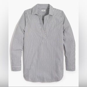 J. Crew High-low Popover Tunic Top Gray & White‎ Stripe STYLE #AS372 Size MP
